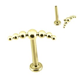 Piercing Labret avec 7 boules asymétriques en Titane PVD Gold