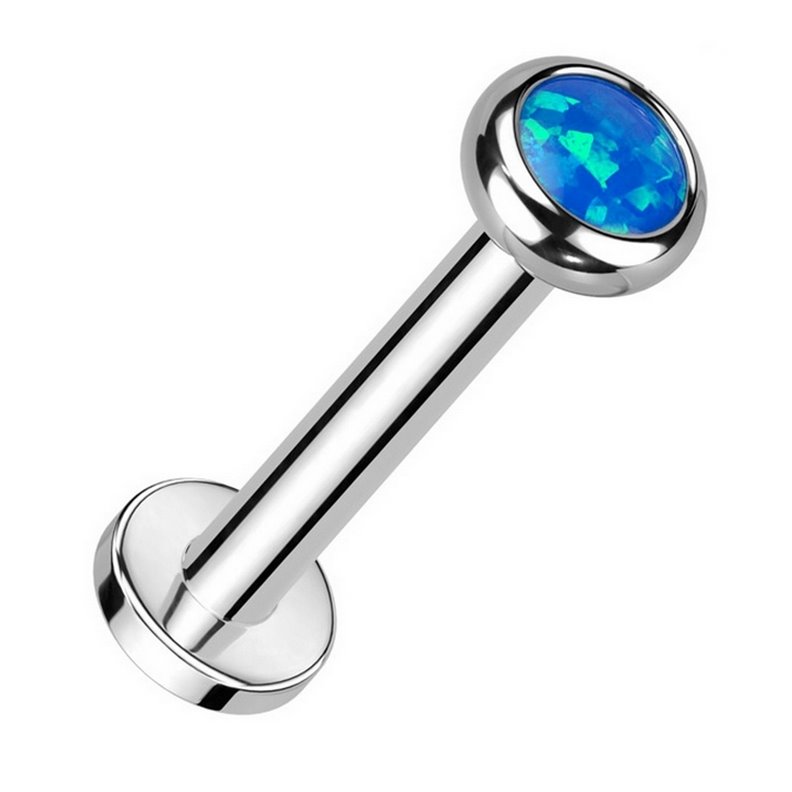 Piercing Labret avec opale bleue en Titane