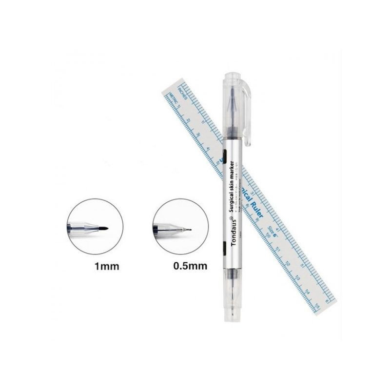 Marqueur chirurgical - Double pointes avec règle