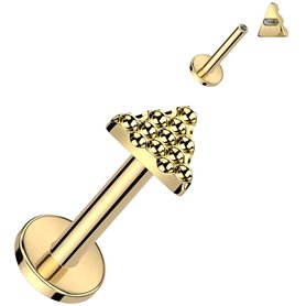 Piercing Labret Triangulaire motif Alvéolé en Titane PVD Gold