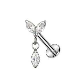 Piercing Labret pendentif avec 3 Marquise en Titane