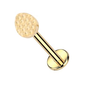 Piercing Labret en forme de goutte motif Alvéolé en Titane PVD Gold