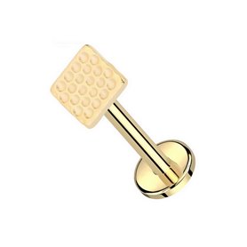 Piercing Labret Carré motif Alvéolé en Titane PVD Gold