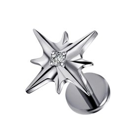 Piercing Labret Etoile filante avec zircon en Titane