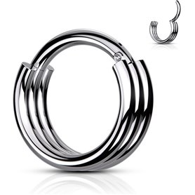 Piercing Anneau Clicker effet triplé en Titane