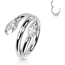 Piercing Anneau Clicker double éclat avec zircons marquise en Titane