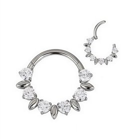 Piercing Anneau Clicker ornement luxueux avec zircons taillés en Titane