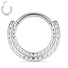 Piercing Anneau Clicker double orné de rivets pyramidaux en Titane