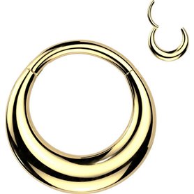 Piercing Anneau Clicker hoop double épaisseur en Titane PVD Gold