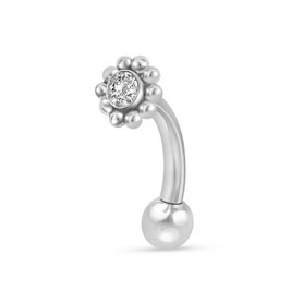 Piercing Barbell courbé style bohème fleur avec zircon en Titane