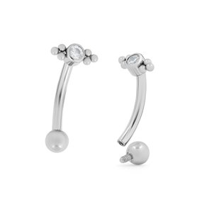 Piercing Barbell courbé zircon griffé avec boules en Titane