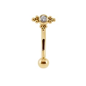 Piercing Barbell courbé cristal avec perles en Titane PVD Gold