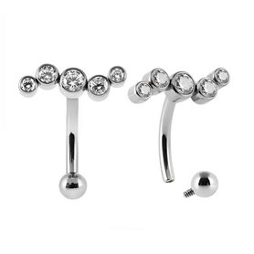 Piercing Barbell courbé vague à strass étincelants en Titane