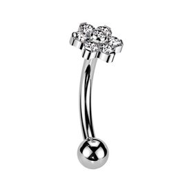 Piercing Barbell courbé élégance florale avec zircon en Titane