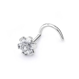 Piercing nez stud en forme de fleur sertie de zircons en Titane