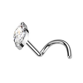 Piercing nez stud marquise sertie de zircon en Titane