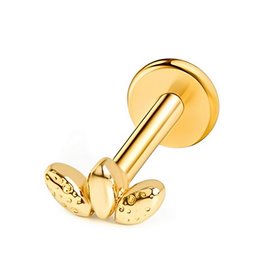 Piercing Labret Marquise Alvéolé en Titane PVD Gold