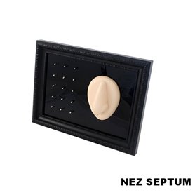 Cadre présentoir à piercings avec modèle en silicone - nez septum