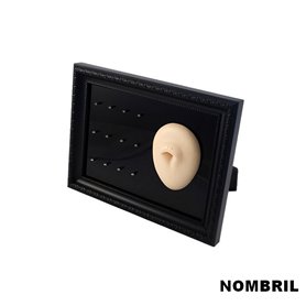Cadre présentoir à piercings avec modèle en silicone - nombril