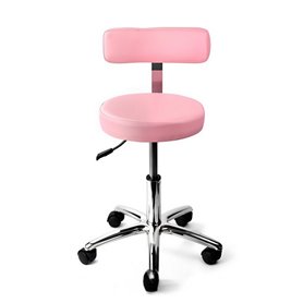 Tabouret professionnel rose avec dossier