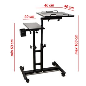 Dimensions Station de travail mobile – 2 plateaux réglables