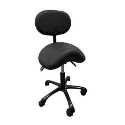 Tabouret selle de cheval avec dossier réglable Noir