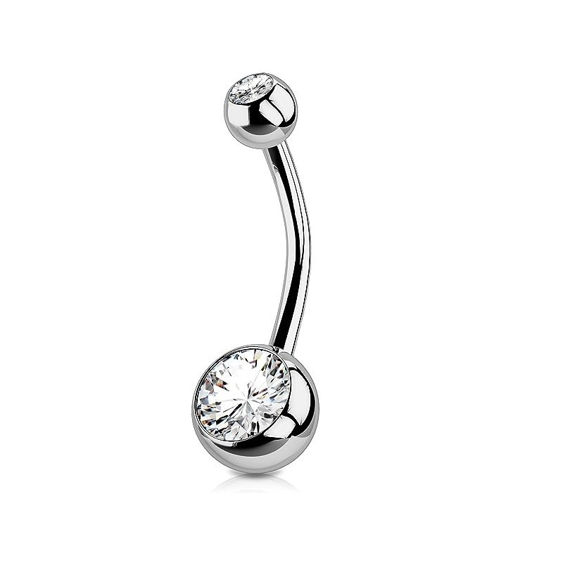Bijoux piercing Nombril Double strass 6 mm Bijoux piercing Nombril Double strass 6 mm