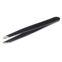 Pince à épiler en acier inoxydable noir - Pointe biseauté