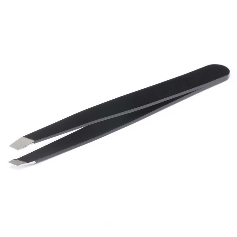 Pince à épiler en acier inoxydable noir - Pointe biseauté Pince à épiler en acier inoxydable noir - Pointe biseauté