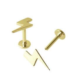 Piercing Labret Eclair en Titane PVD Gold - Pas de vis interne