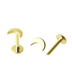 Piercing Labret Lune en Titane PVD Gold - Pas de vis interne