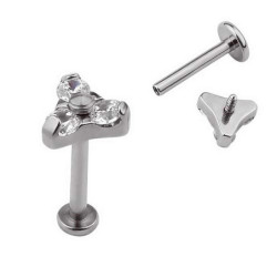 Piercing Labret Trinity avec zirconium griffé en Titane