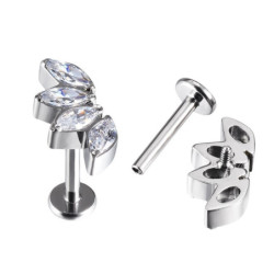 Piercing Labret Marquise 4 Strass en Titane