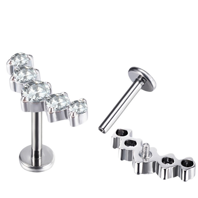Piercing Labret 5 Strass en Titane Piercing Labret 5 Strass en Titane