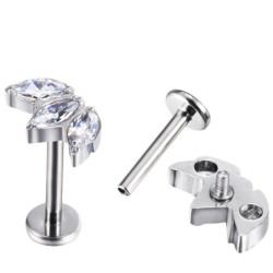 Piercing Labret Marquise 3 Strass en Titane