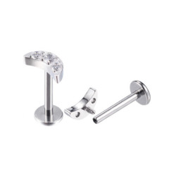 Piercing Labret Lune avec strass en Titane