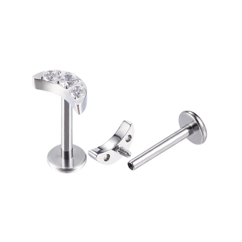 Piercing Labret Lune avec strass en Titane Piercing Labret Lune avec strass en Titane