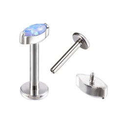 Piercing Labret Oval avec opale en Titane