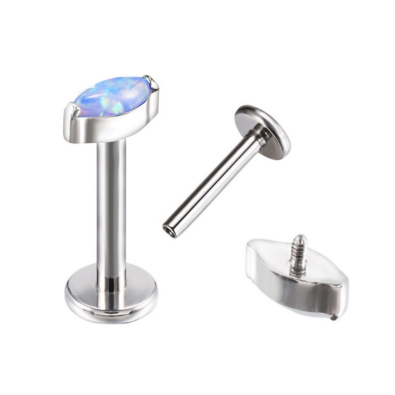 Piercing Labret Oval avec opale en Titane Piercing Labret Oval avec opale en Titane
