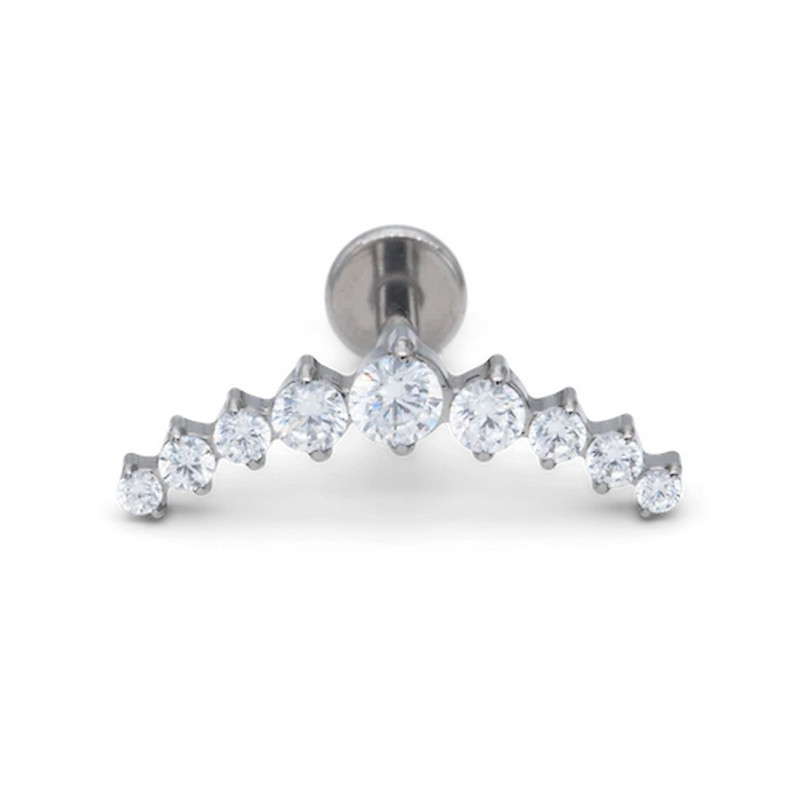 Piercing Labret arqué avec 9 zircons en Titane Piercing Labret arqué avec 9 zircons en Titane