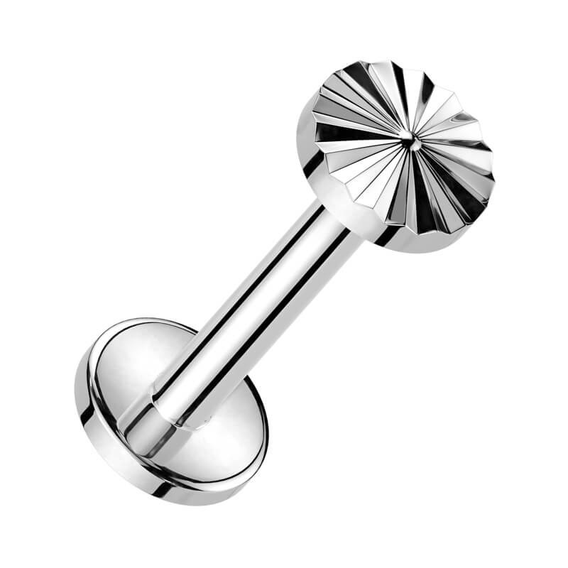 Piercing Labret Rond motif Sunburst en Titane Piercing Labret Rond motif Sunburst en Titane