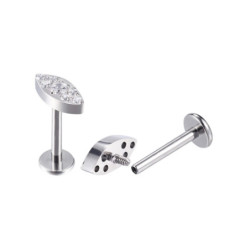 Piercing Labret Ovale avec strass en Titane