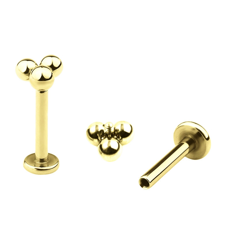 Piercing Labret Trinity en Titane PVD Gold Piercing Labret Trinity en Titane PVD Gold