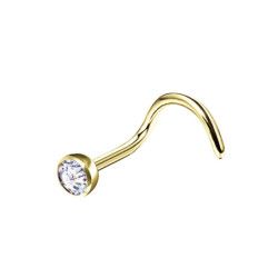 Bijou stérile piercing NEZ Strass en Titane PVD Gold