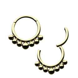 Piercing Anneau Clicker avec boules asymétriques en Titane PVD Gold