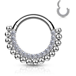 Piercing Anneau Clicker orné de strass avec boules en Titane