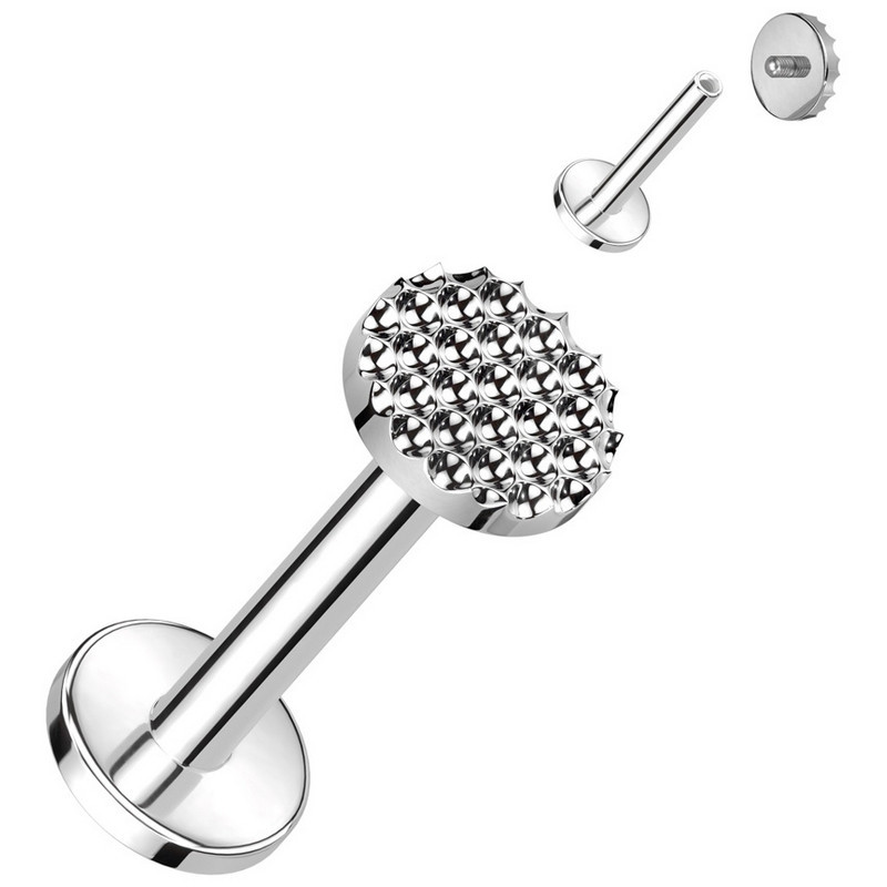 Piercing Labret Rond motif Alvéolé en Titane Piercing Labret Rond motif Alvéolé en Titane