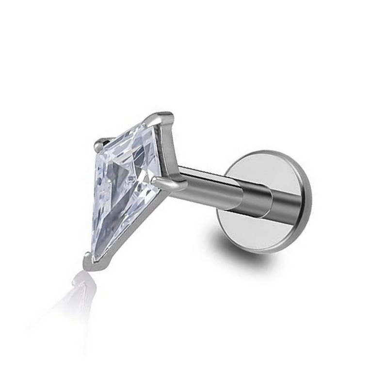 Piercing Labret avec zirconium en losange en Titane Piercing Labret avec zirconium en losange en Titane