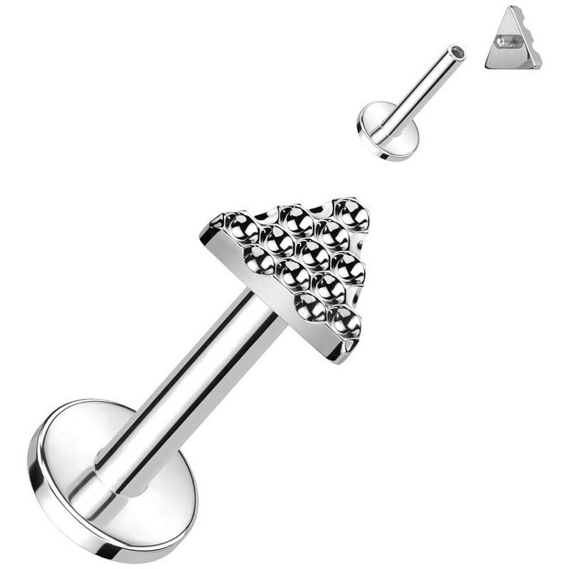 Piercing Labret Triangulaire motif Alvéolé en Titane Piercing Labret Triangulaire motif Alvéolé en Titane