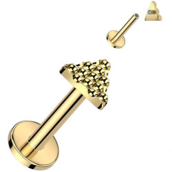 Piercing Labret Triangulaire motif Alvéolé en Titane PVD Gold